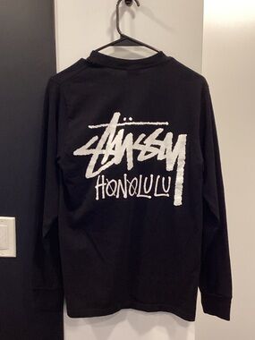 Stussy Black Long Sleeve Honolulu Script Tee